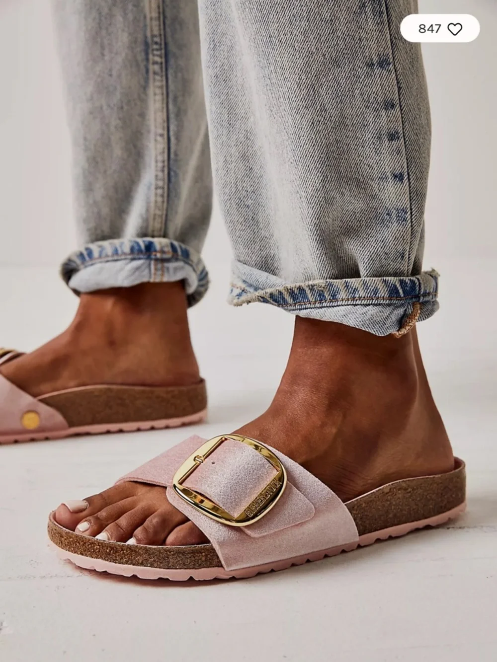 Birkenstock Madrid Big Buckle Sandal in Pink and Gold - Picture 7 of 7